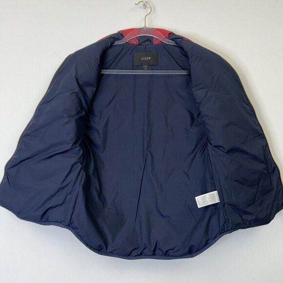 J Crew Quilted Down Puffer Vest Womens Size XS Red Buffalo Plaid - Picture 8 of 10